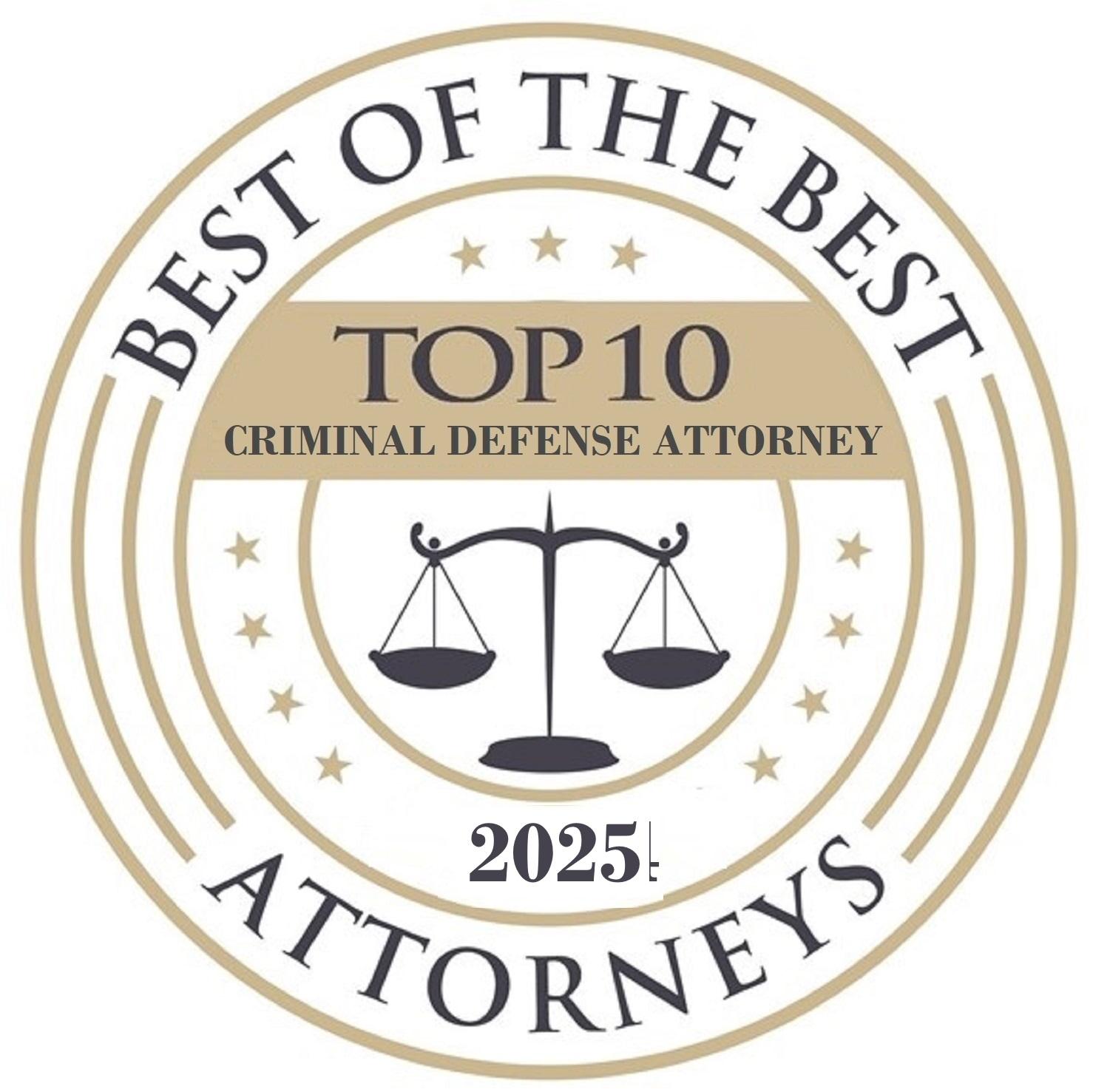top 10 criminal lawyer badge